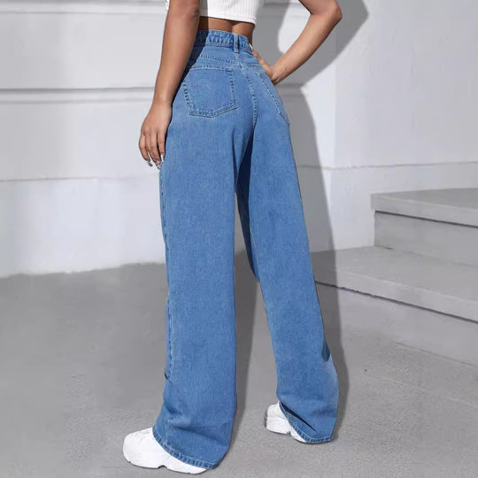 Damen Weite Jeanshose mit Schmetterlings-Print Shop Nory
