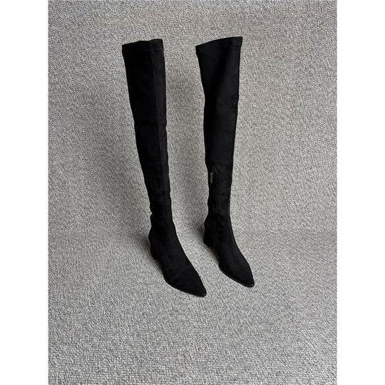 Damen Overknee‑Stiefel mit spitzer Zehenpartie, elastischem Schaft und sculpted Blockabsatz Shop Nory