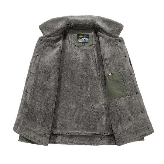 Herren Robust-Canvas-Fieldjacke mit Teddyfutter, Stehkragen und Utility-Taschen Shop Nory