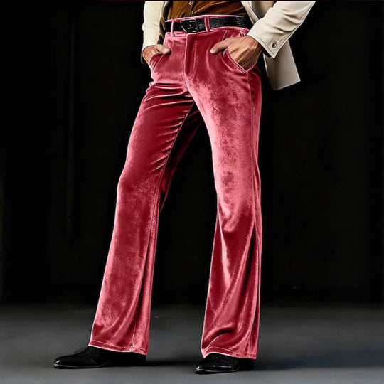 Damen Elegante Samt-Hose mit hohem Bund, ausgestelltem Bein und Eingrifftaschen Shop Nory
