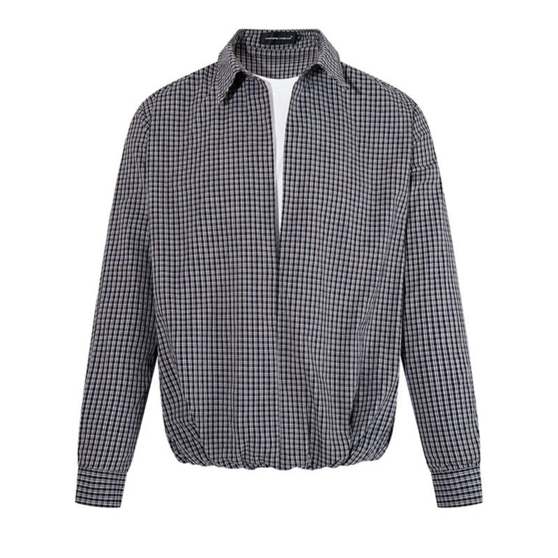 Herren Overshirt-Blouson im Karomuster mit Gummizugbund und Hemdkragen Shop Nory