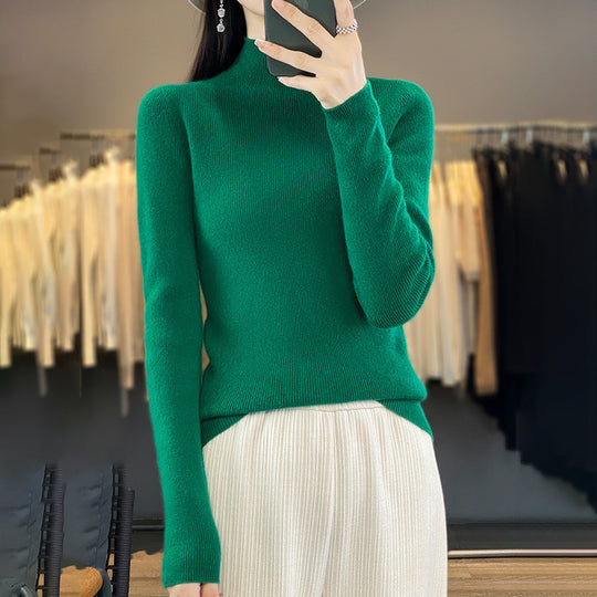 Damen Premium-Feinstrick-Mockneckpullover mit extra langen Ärmelabschlüssen und feiner Rippenstruktur Shop Nory
