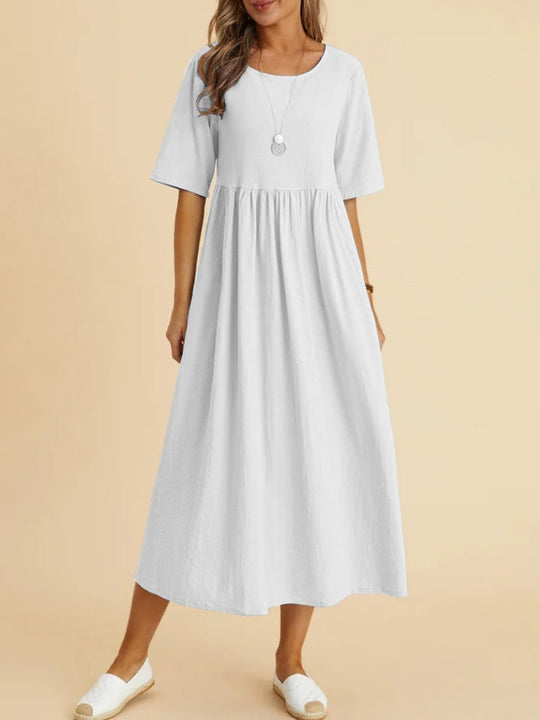 Damen Maxikleid mit lässigem Schnitt und Kurzärmeln