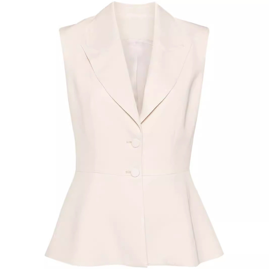 Damen Ärmellose taillierte Blazerweste mit Revers und Formnähten Shop Nory
