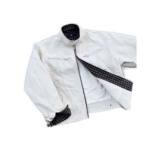 Herren urbane Bomberjacke mit karierter Innenfütterung und Reißverschlusstaschen Shop Nory