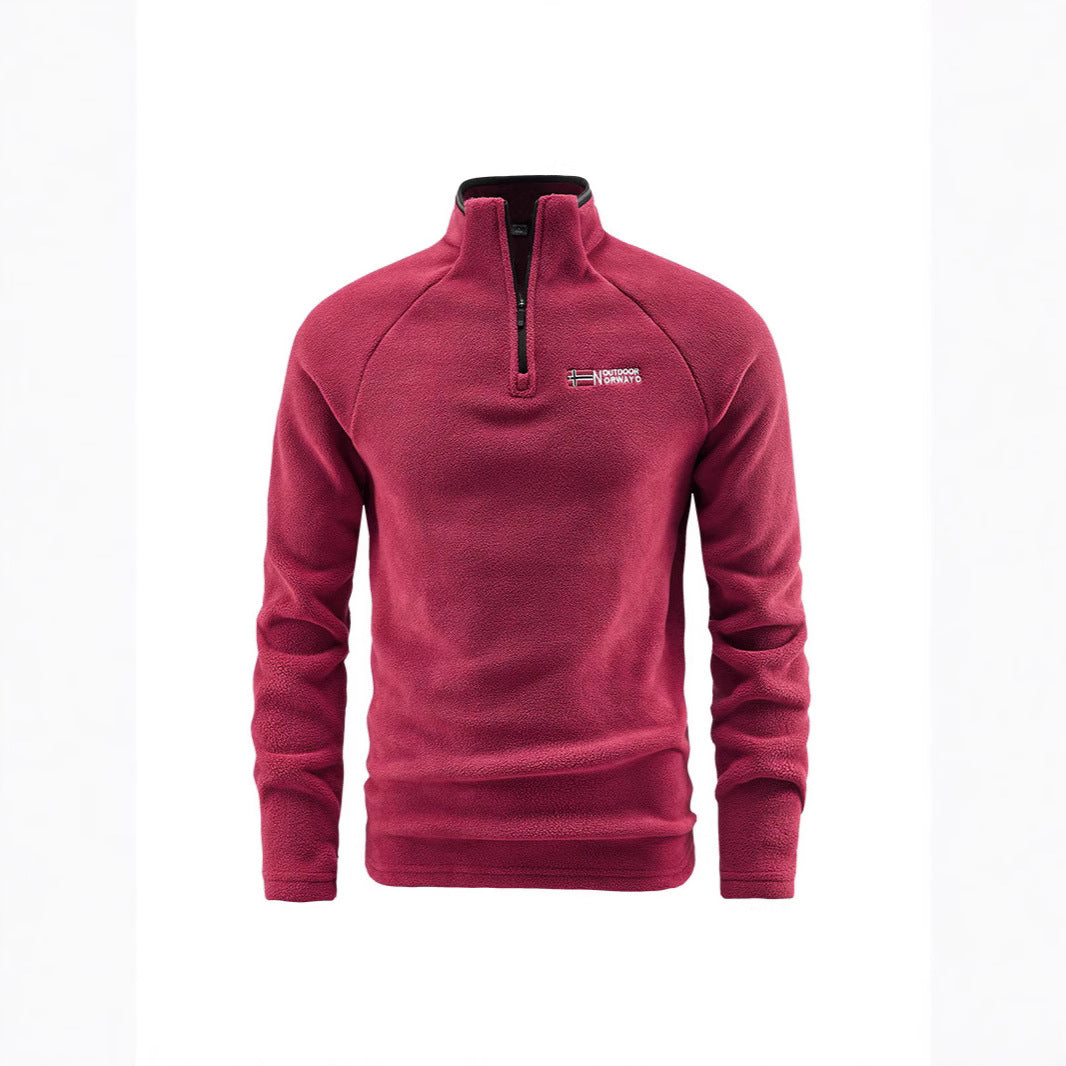 Herren Fleece-Halbzip-Pullover mit hohem Stehkragen und Raglanärmeln Shop Nory