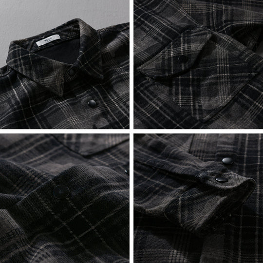 Herren Kariertes Overshirt aus flauschigem Flanell mit Brusttaschen Shop Nory