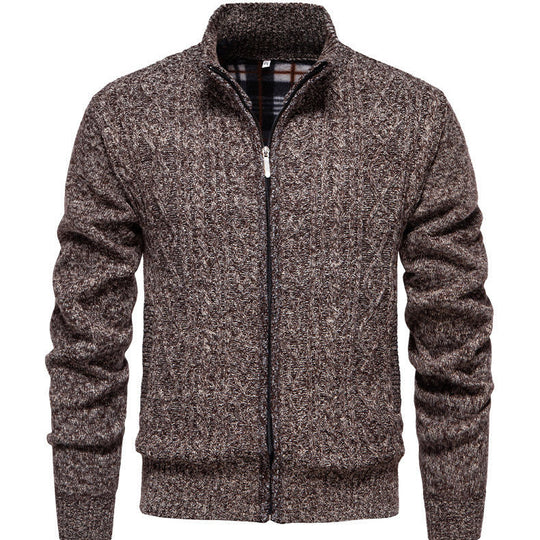 Herren Strickjacke mit hohem Kragen und Reißverschluss