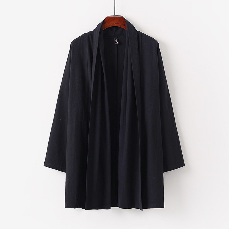 Unisex Offene Kimono-Cardigan aus leichter Baumwoll-Leinen-Mischung Shop Nory
