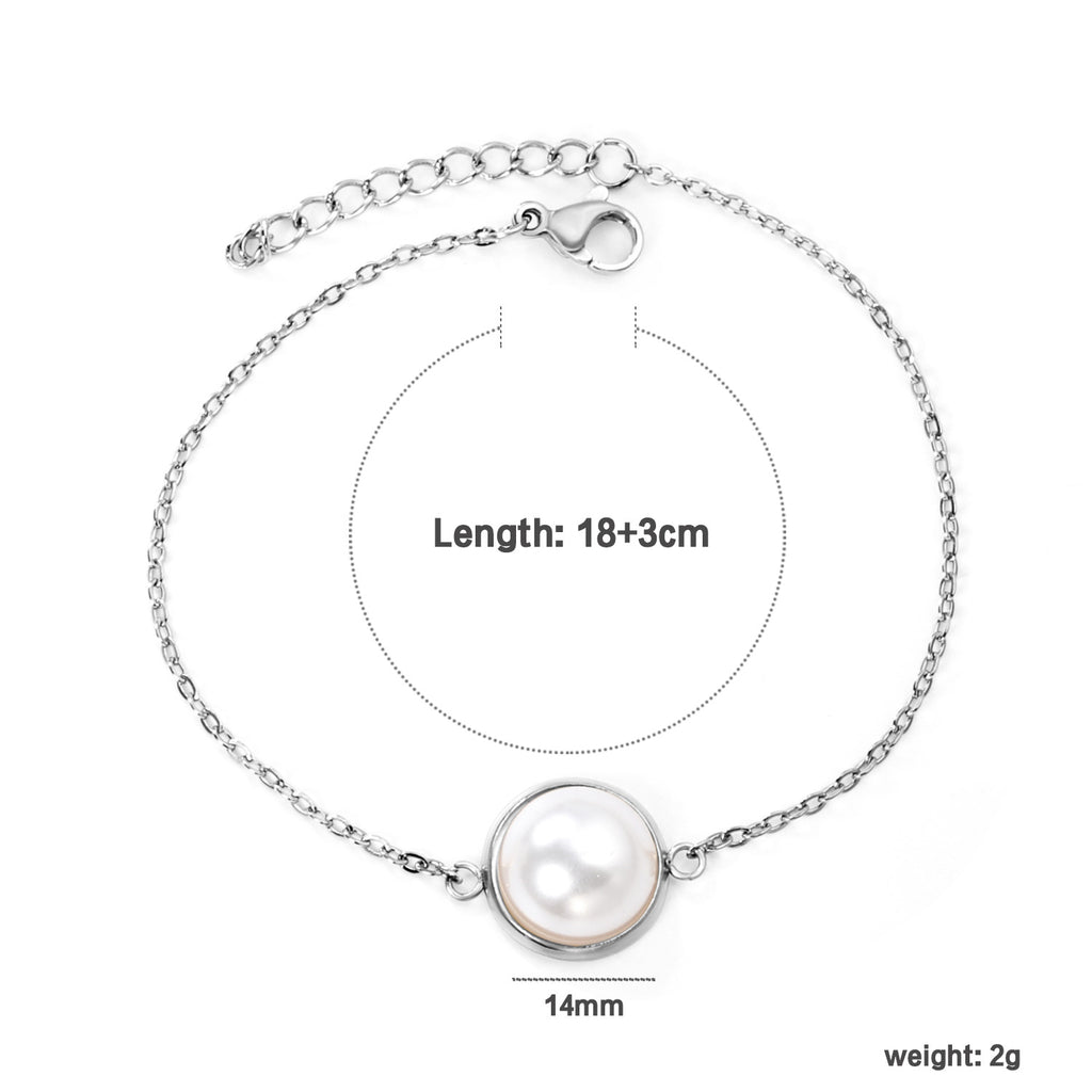 Damen Armband mit hochwertigem Perlenanhänger und eleganter Gliederstruktur Shop Nory