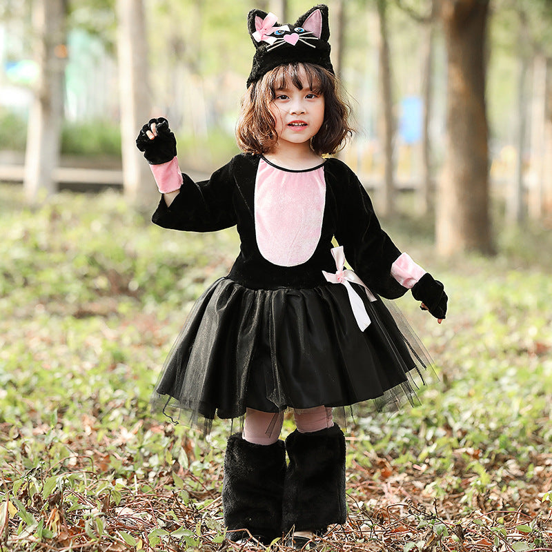 Mädchen Katzenkostüm mit rockiger Tüllschicht und zauberhaften Details Shop Nory