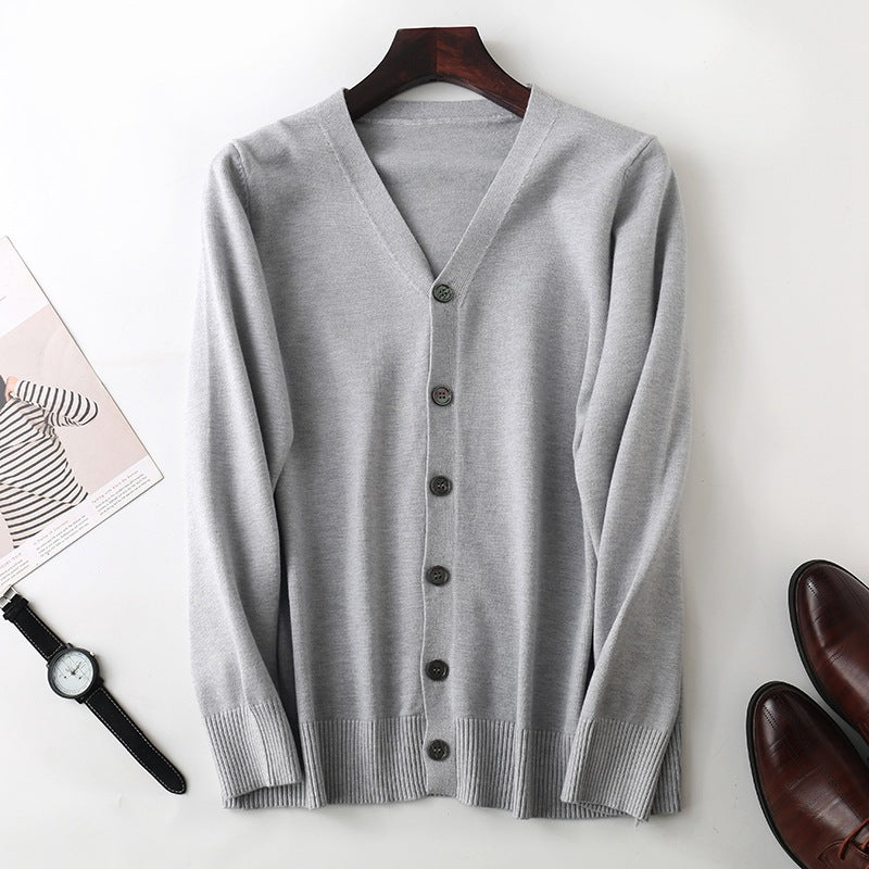 Herren Feiner V‑Ausschnitt-Cardigan aus leichtem Feinstrick mit geripptem Saum Shop Nory