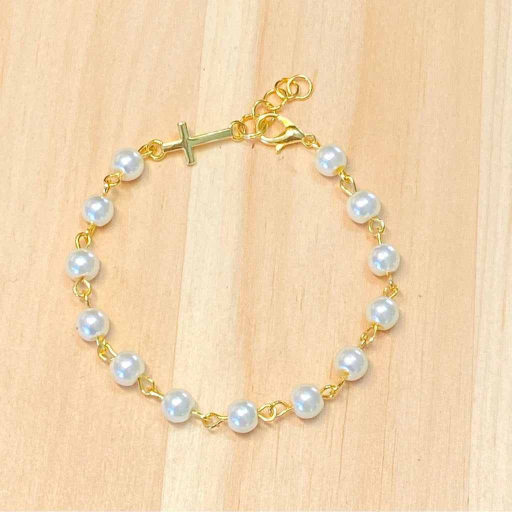Damen Armband mit perlensicherem Kreuzanhänger Shop Nory