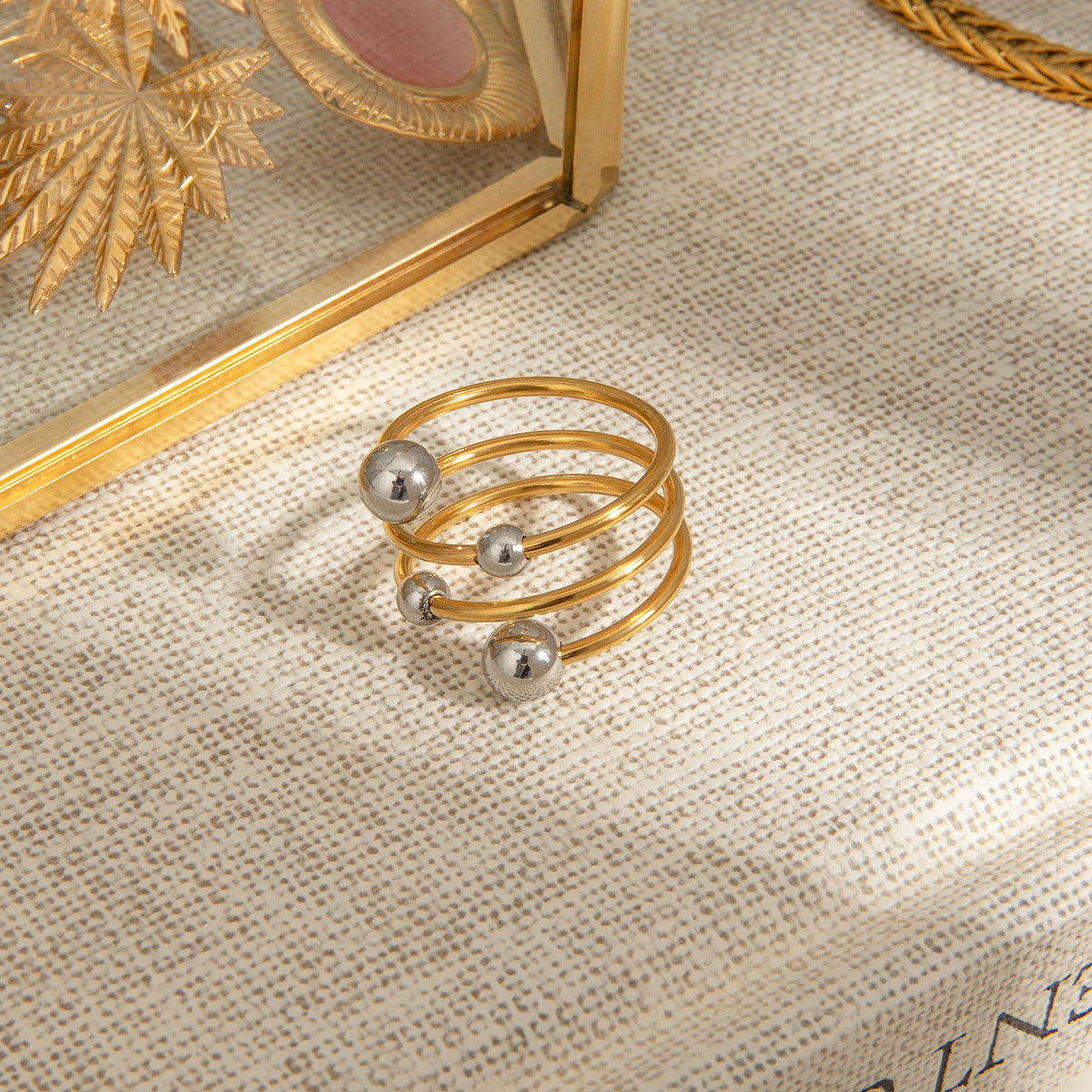 Damen Offener Ring mit elegantem, dreifachem Design aus hypoallergenem Edelstahl Shop Nory