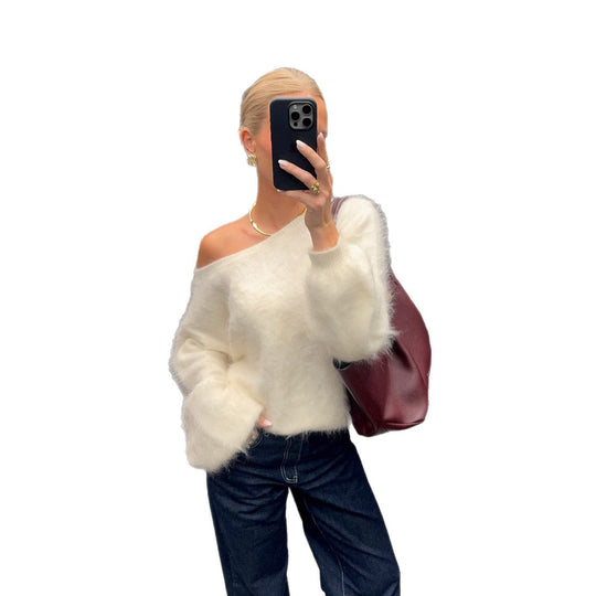 Damen Mohair-Mix Pullover mit Weichem Stoff & Oversized-Ärmeln