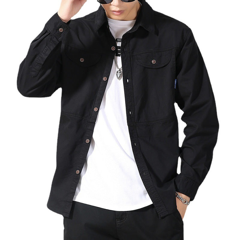 Herren leichte Canvas-Hemdjacke im Overshirt-Stil mit Brustpattentaschen und Knopfverschluss Shop Nory
