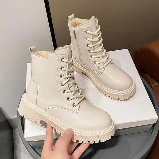 Damen Gefütterte Schnür-Bikerboots mit dicker Profilsohle Shop Nory