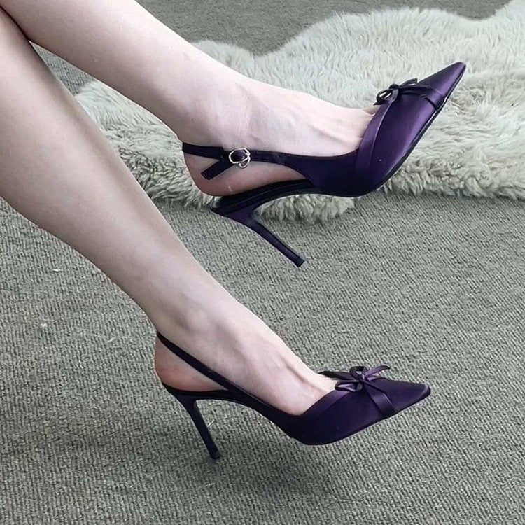 Damen Slingback‑Pumps mit spitzer Kappe, zierlichem Kitten‑Absatz und Schleifen‑Detail Shop Nory