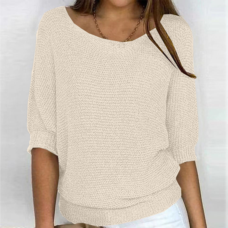 Damen nan legerer kastiger Feinstrickpullover mit weitem Ausschnitt Shop Nory
