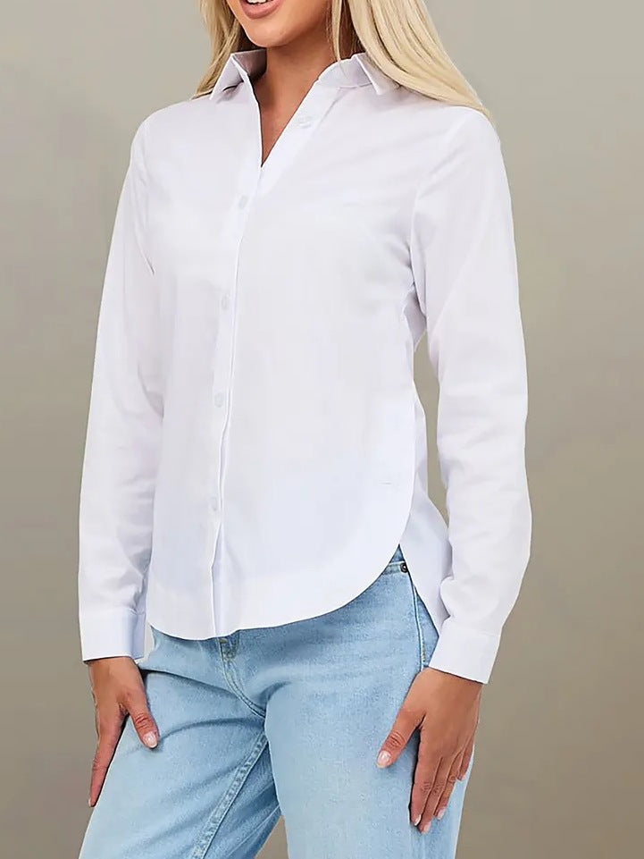 Damen Elegante Baumwollbluse mit Knopfdetails