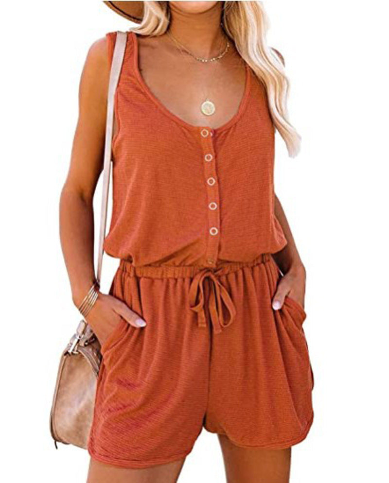 Damen Praktischer Jumpsuit mit Knopfdetails und verstellbarem Bund