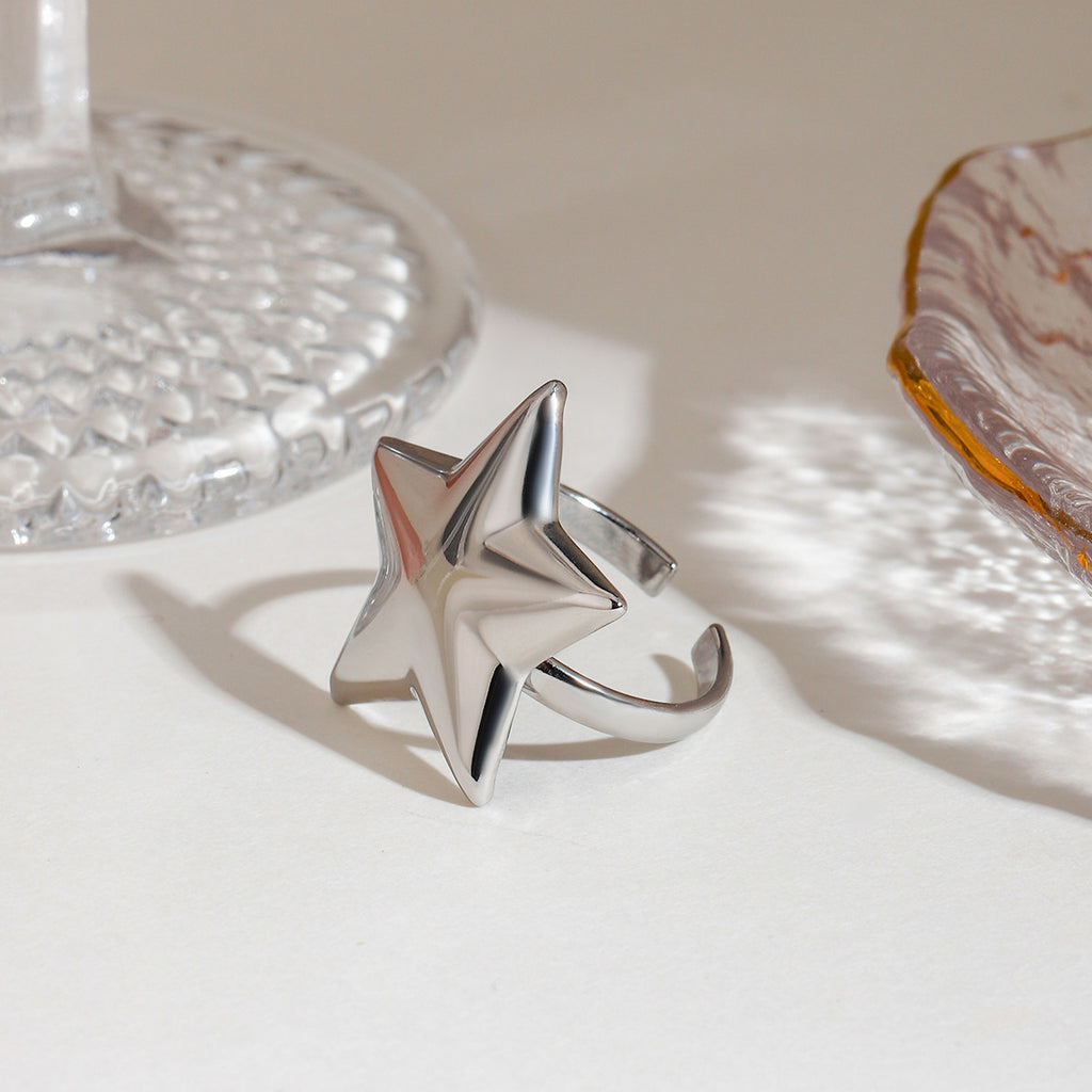 Damen Offener Sternring aus hypoallergenem Edelstahl Shop Nory
