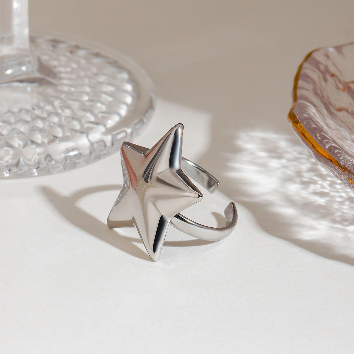 Damen Offener Sternring aus hypoallergenem Edelstahl Shop Nory