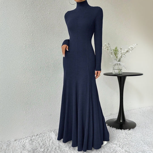 Damen figurbetontes Rollkragen-Maxikleid mit Meerjungfrauen-Silhouette, langen Ärmeln und formendem Stretch-Jersey Shop Nory