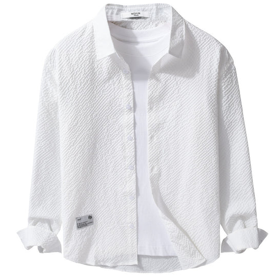 Herren Struktur-Leichthemd im Layering-Style mit Crinkle-Optik und gerundetem Saum Shop Nory