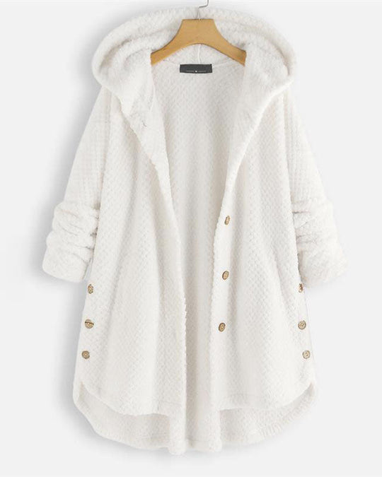 Abgerundeter Saum Kapuzen Sweatshirtjacke