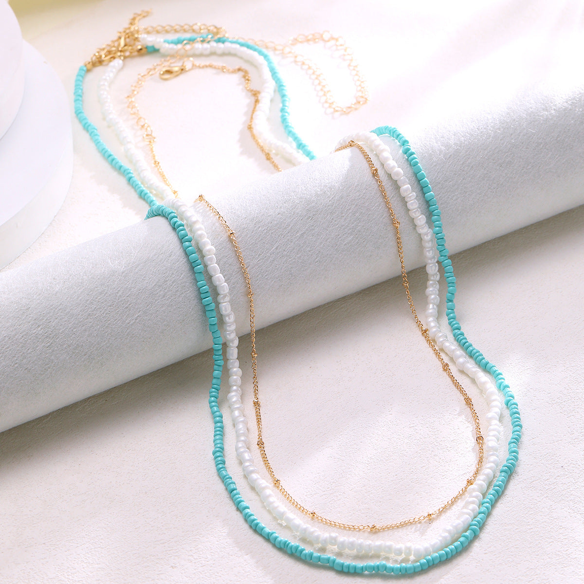 Damen Fußkettchen Set mit farbenfrohen Perlen und eleganten Goldakzenten Shop Nory