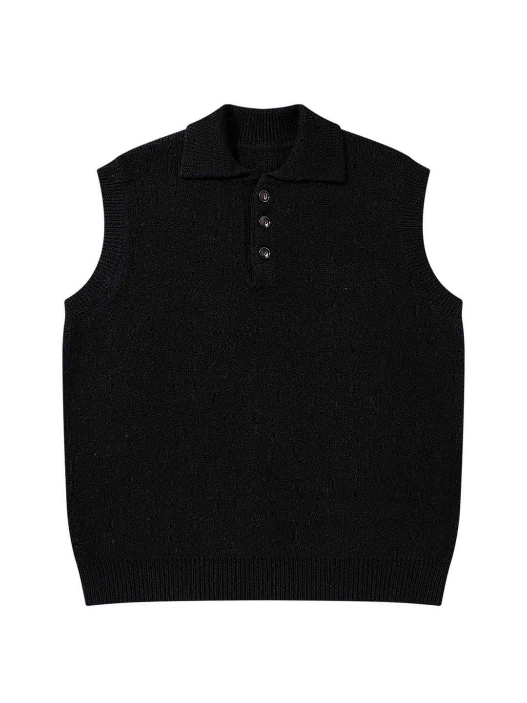 Unisex Ärmellose Strickweste mit Polokragen und Knopfleiste Shop Nory