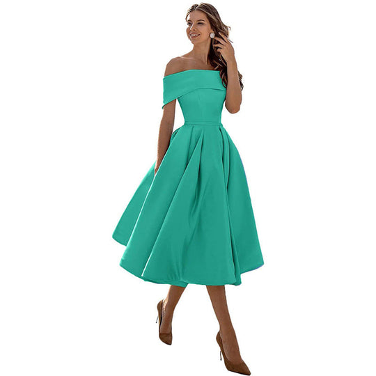 Legere Mode Satin Cocktailkleid Ohne Träger