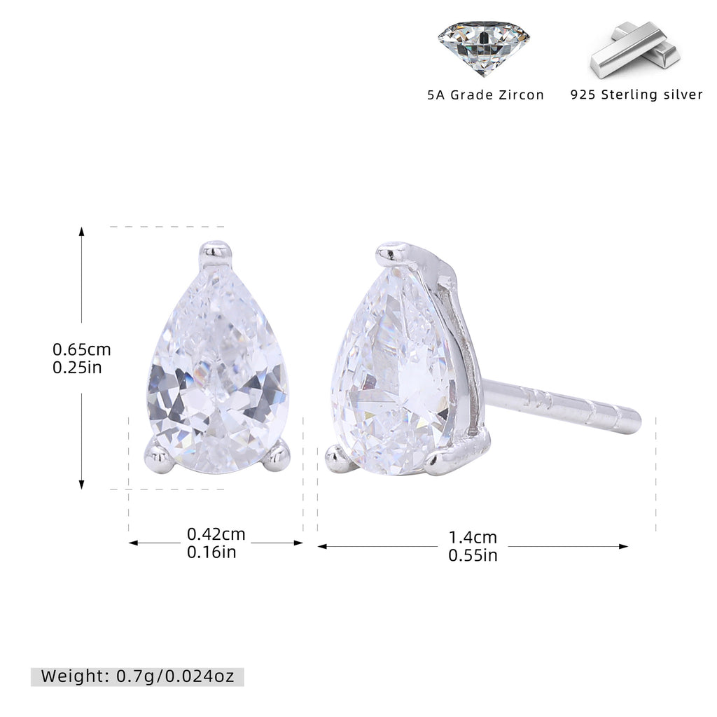 Damen Ohrstecker mit tropfenförmigem Zirkon und hochwertiger 925er Sterlingsilberfassung Shop Nory