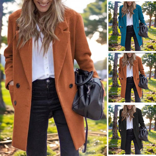 Damen eleganter Wollüberzugmantel
