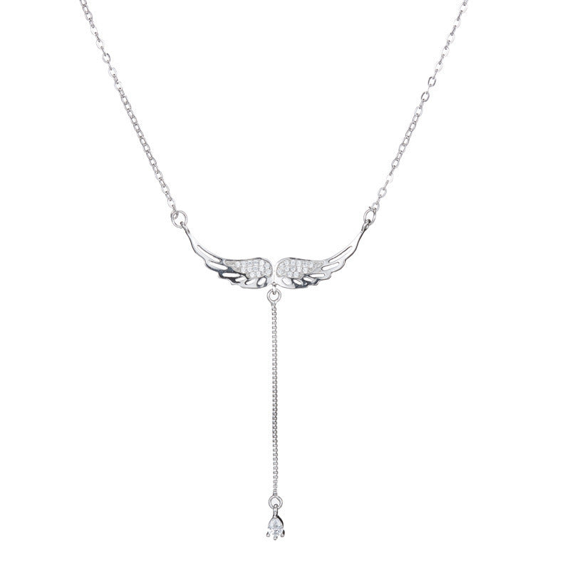 Damen Halskette mit Engelsflügel-Design und funkelnden Zirkonia Shop Nory