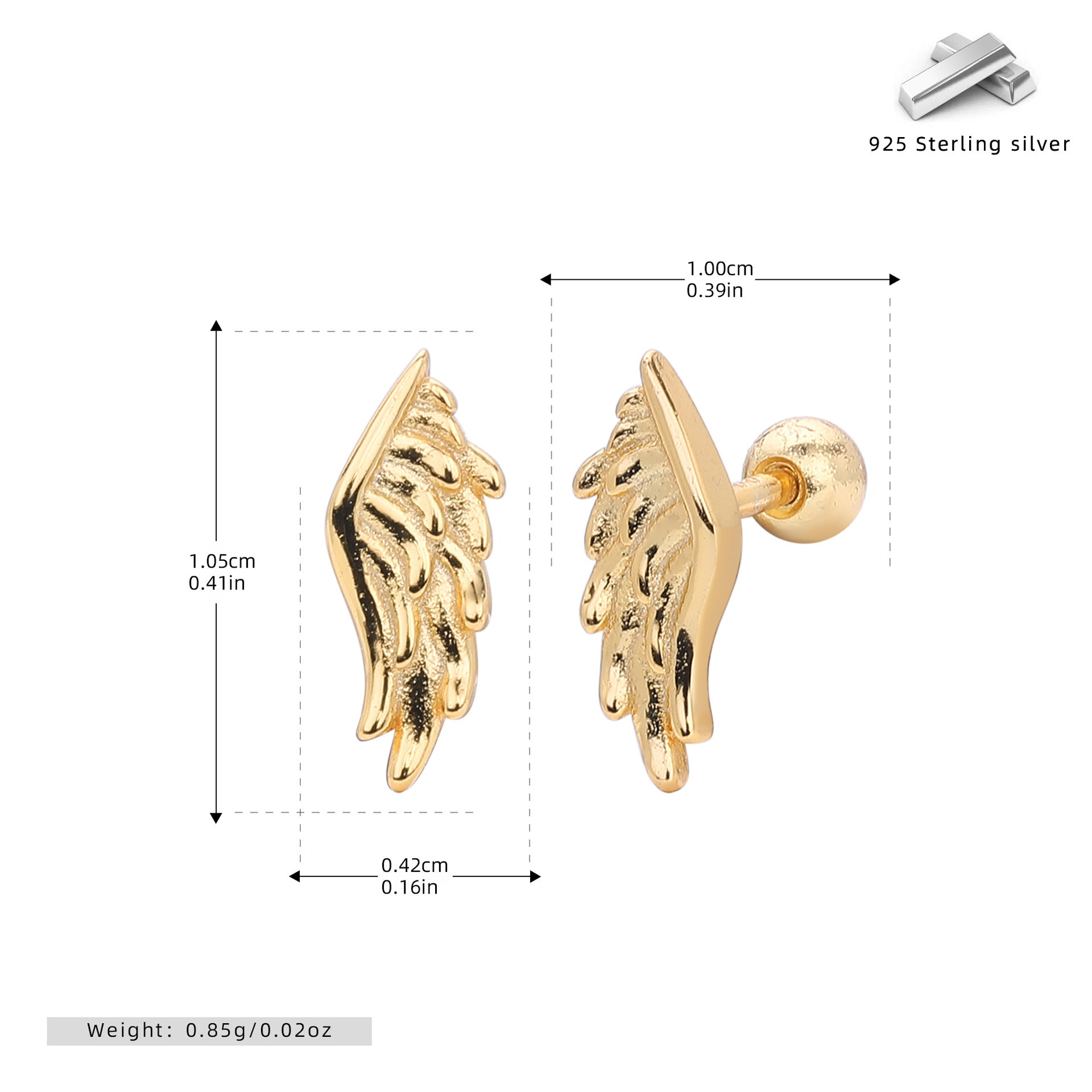 Damen Ohrstecker im stilvollen Flügel-Design aus hochwertigem 925 Sterling Silber Shop Nory