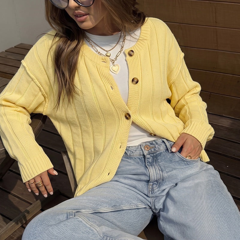 Damen Strickjacke mit Knöpfen und Rippstruktur Shop Nory