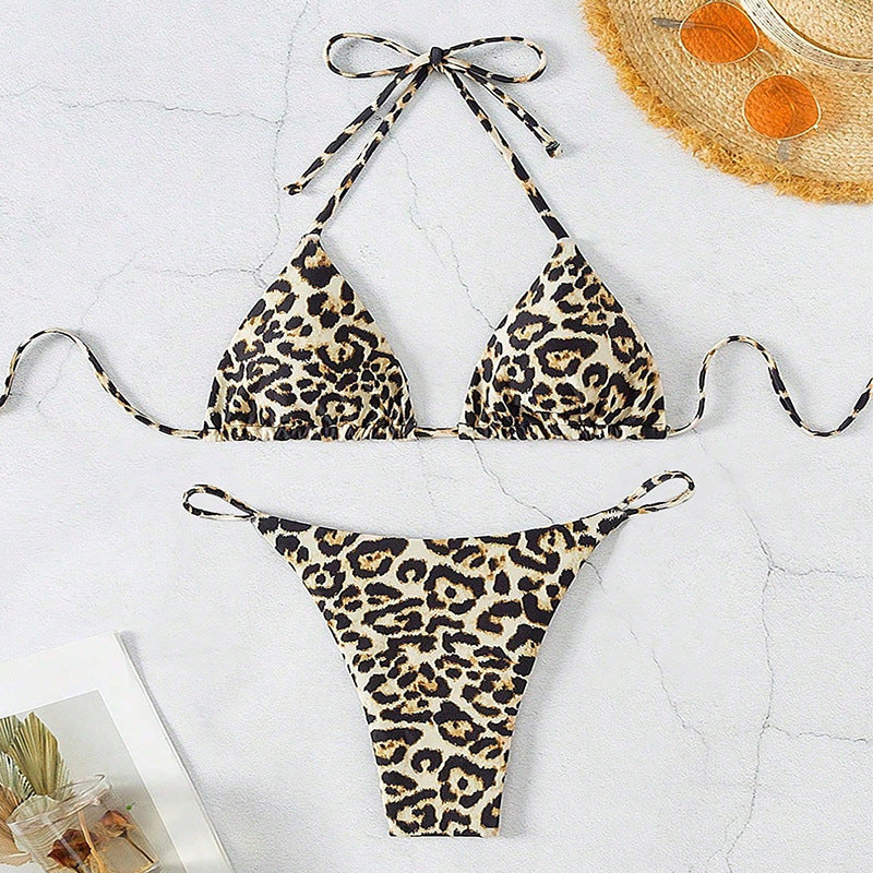 Damen Triangel-Bikini mit modischem Leopardenmuster Shopnory