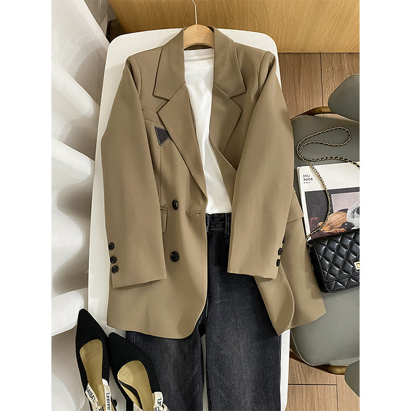 Damen Modischer Doppelreiher Blazer mit Taillengürtel Shop Nory