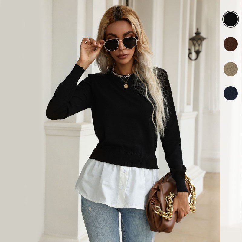 Damen Layering-Pullover mit Hemdoptik und feinem Feinstrick Shop Nory