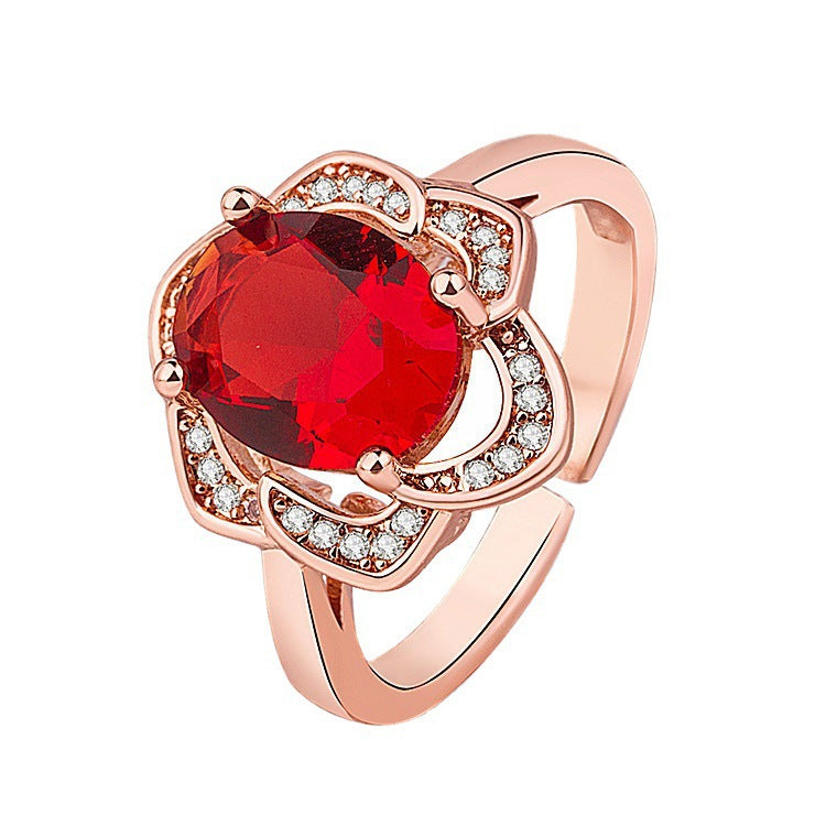 Damen Schmuckring mit floralem Design und funkelndem Hauptstein Shop Nory