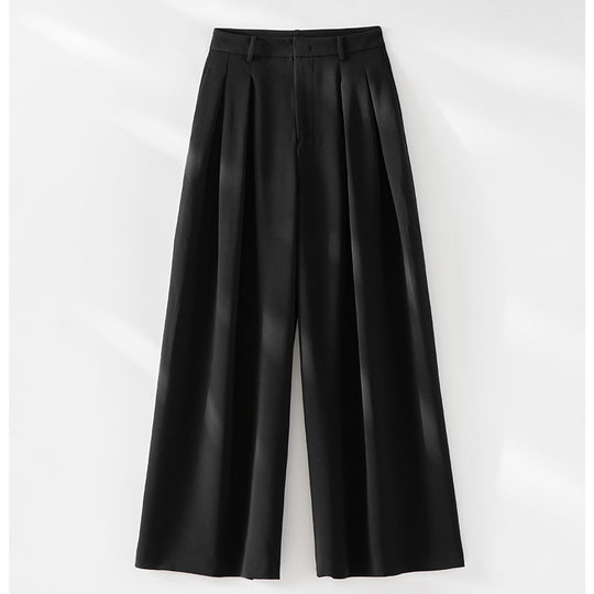 Damen Hochtaillierte Palazzohose mit Kellerfalten und fließender Crêpe-Qualität Shop Nory