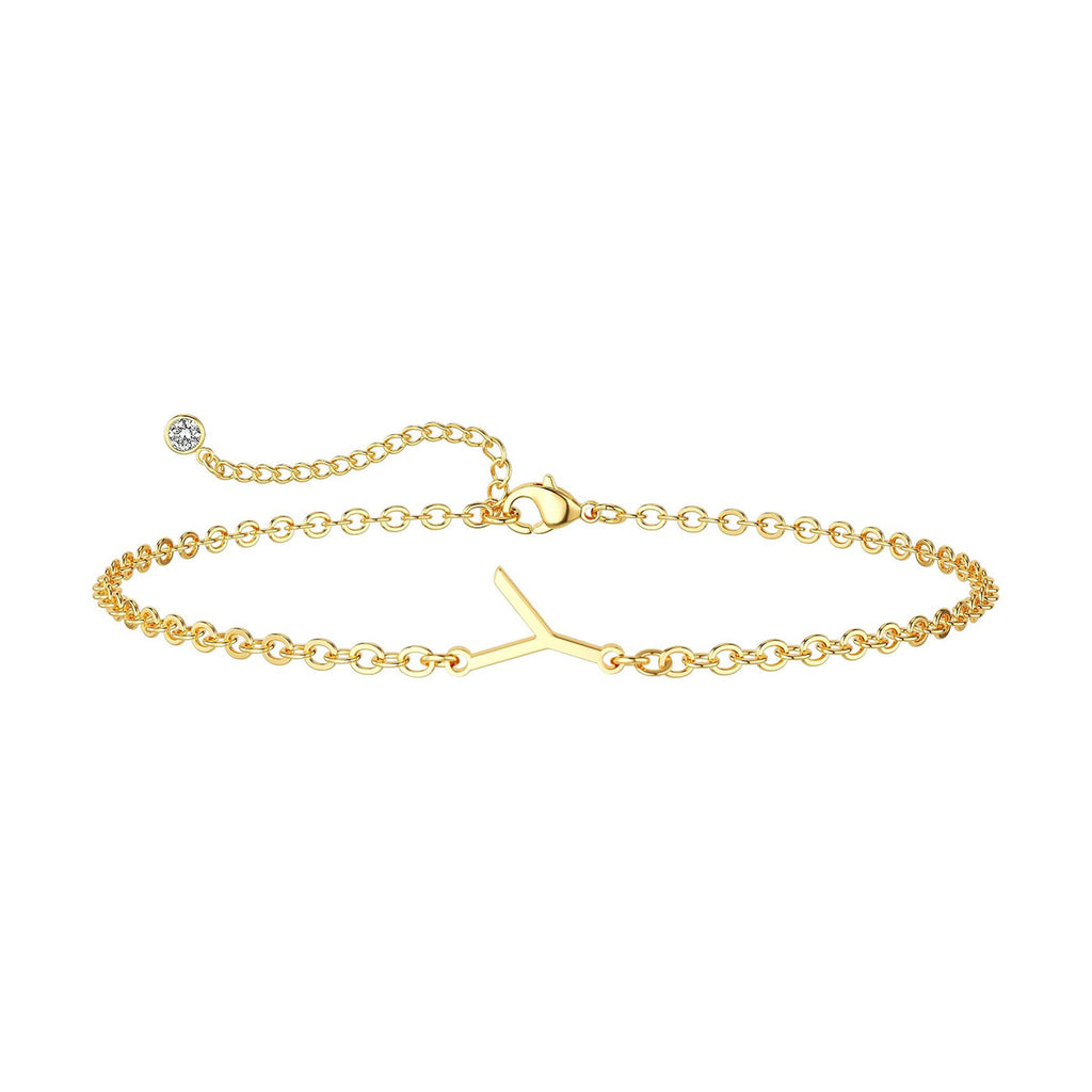 Damen Fußkettchen mit personalisiertem Anfangsbuchstaben und funkelndem Zirkonia-Detail Shop Nory