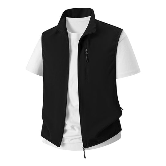 Herren Leichte Softshell-Utility-Weste mit Stehkragen, wasserabweisender Außenlage und Reißverschlusstaschen Shop Nory