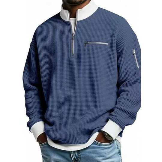 Herren Sweatshirt mit hohem Kragen und praktischem Reißverschluss