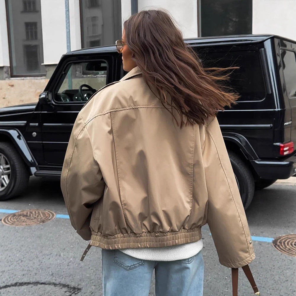 Damen lässige Oversized-Jacke mit stylischem Revers Shopnory