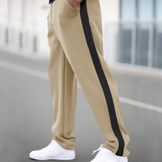 Herren nan locker geschnittene Jogginghose mit Druckknopf-Seitenstreifen und elastischem Kordelbund Shop Nory