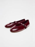 Damen Ballerinas mit verstellbarem Riemen und glänzendem Obermaterial