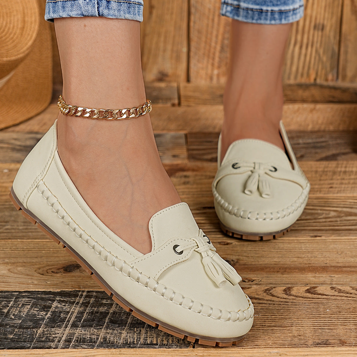 Damen Mokassin-Schuhe mit dekorativem Knoten